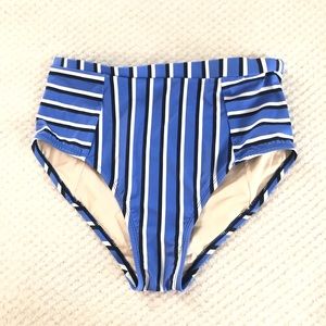 Striped High-Waisted Bikini Bottom
